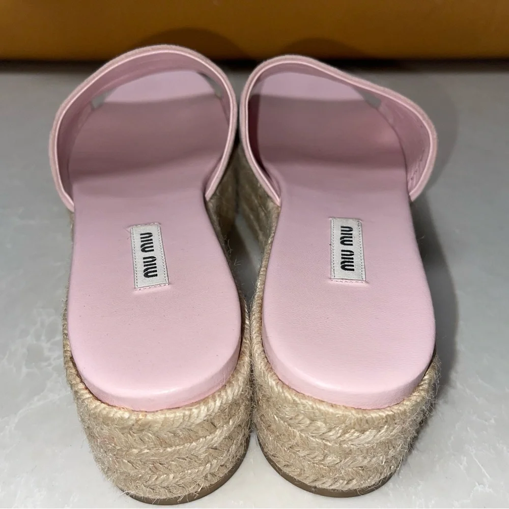 Miu Miu Pink Platform Espadrille Sandals GUC